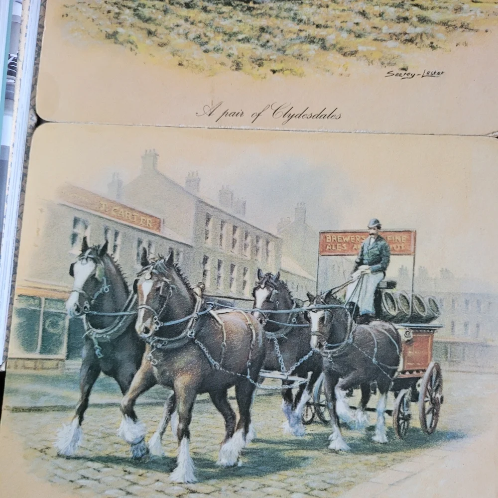 Vintage Seerey Lester Horse-Drawn Carriage Placemats Set Of 4 - Picture 3 of 7